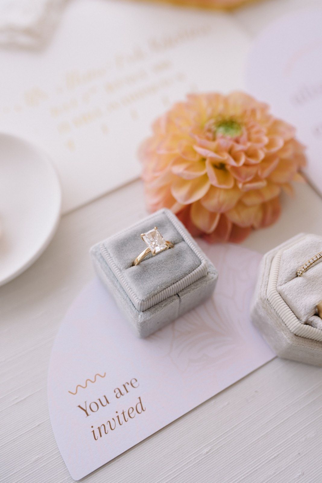 corfu wedding stationery engagement ring