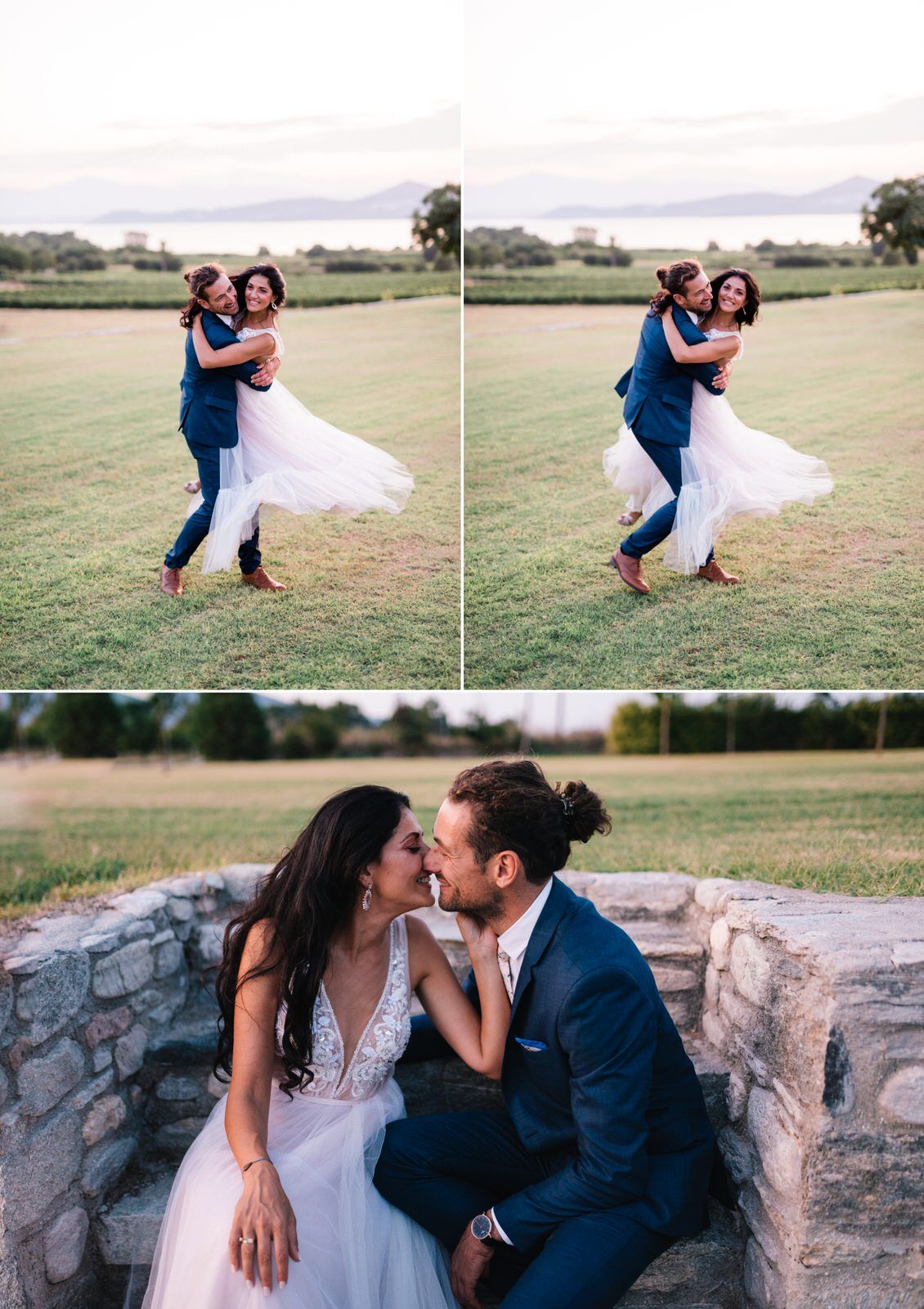 groom and bride portraits in kamkoutis winery at velventos kozani