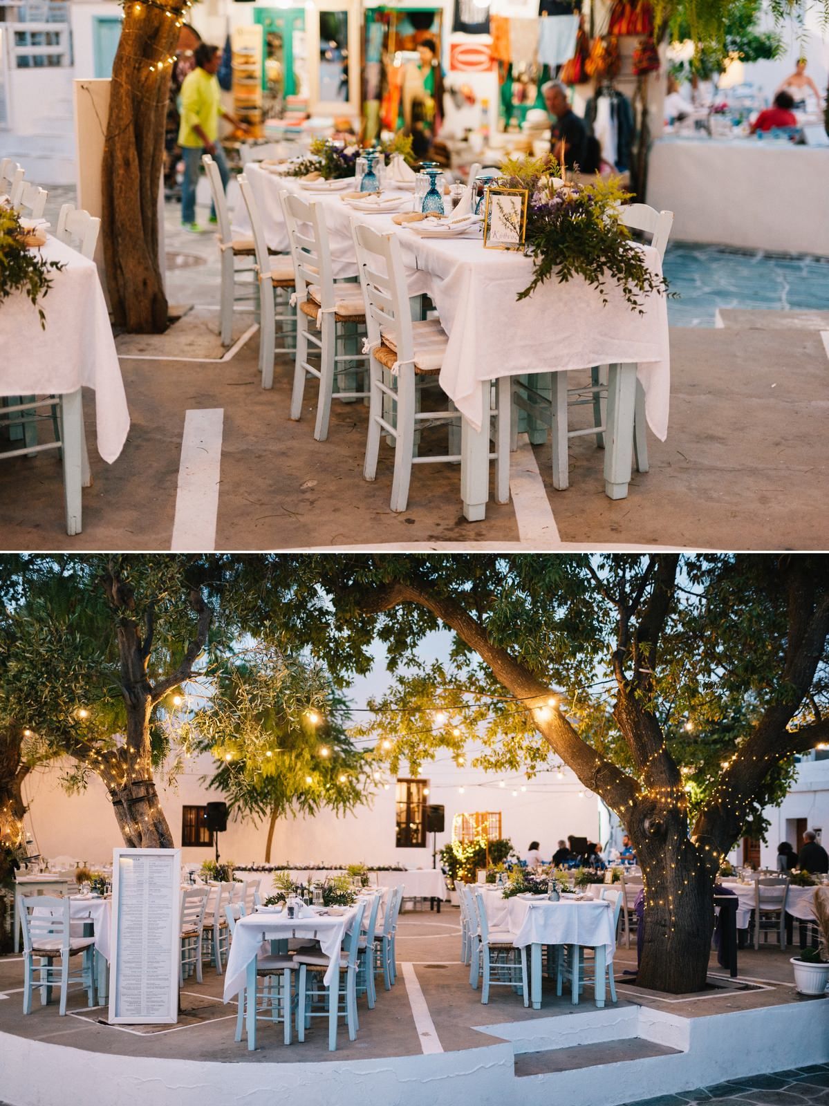 wedding decoration in traditional square at sifnos