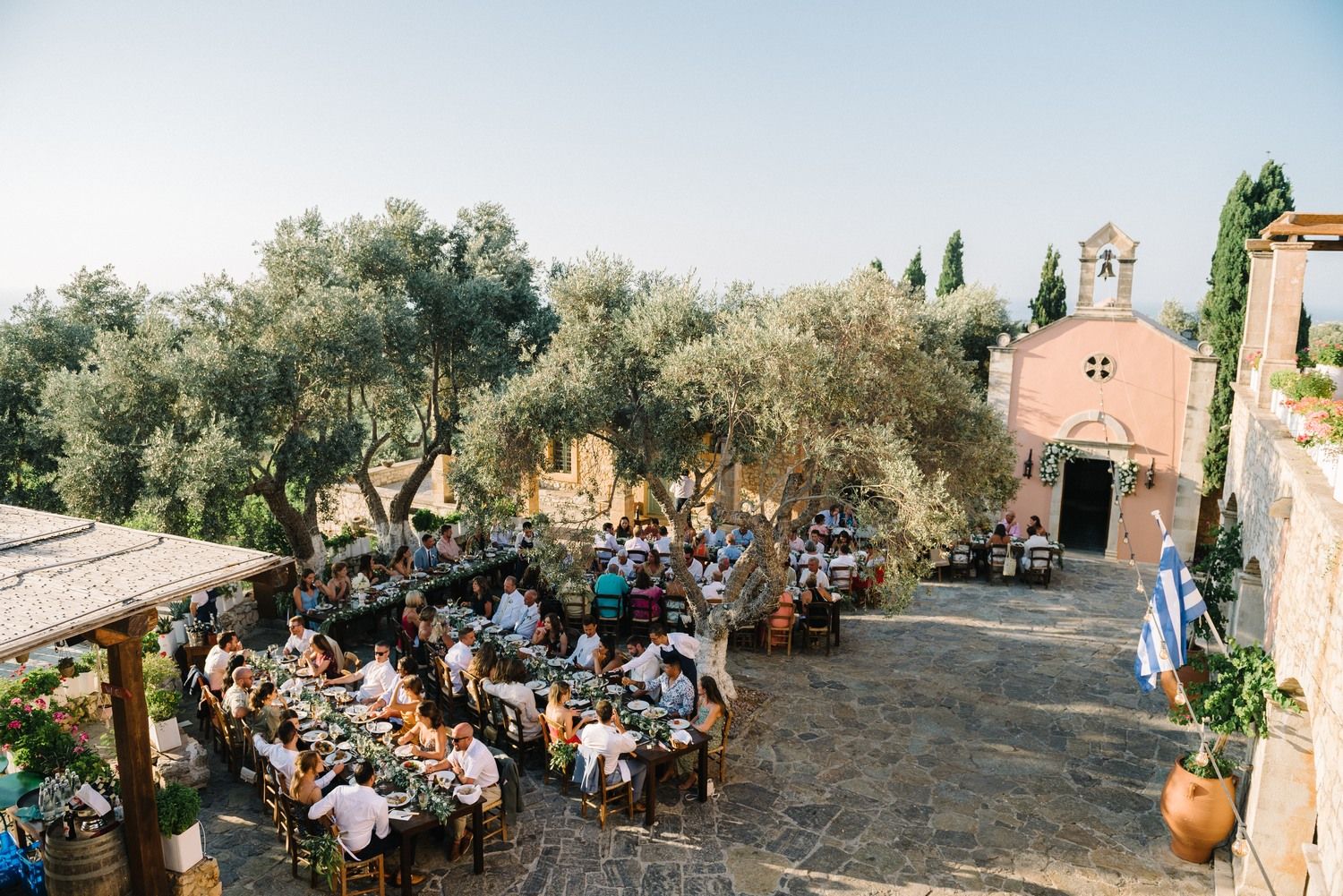 agreco farms in crete greece panoramic view at wedding reception
