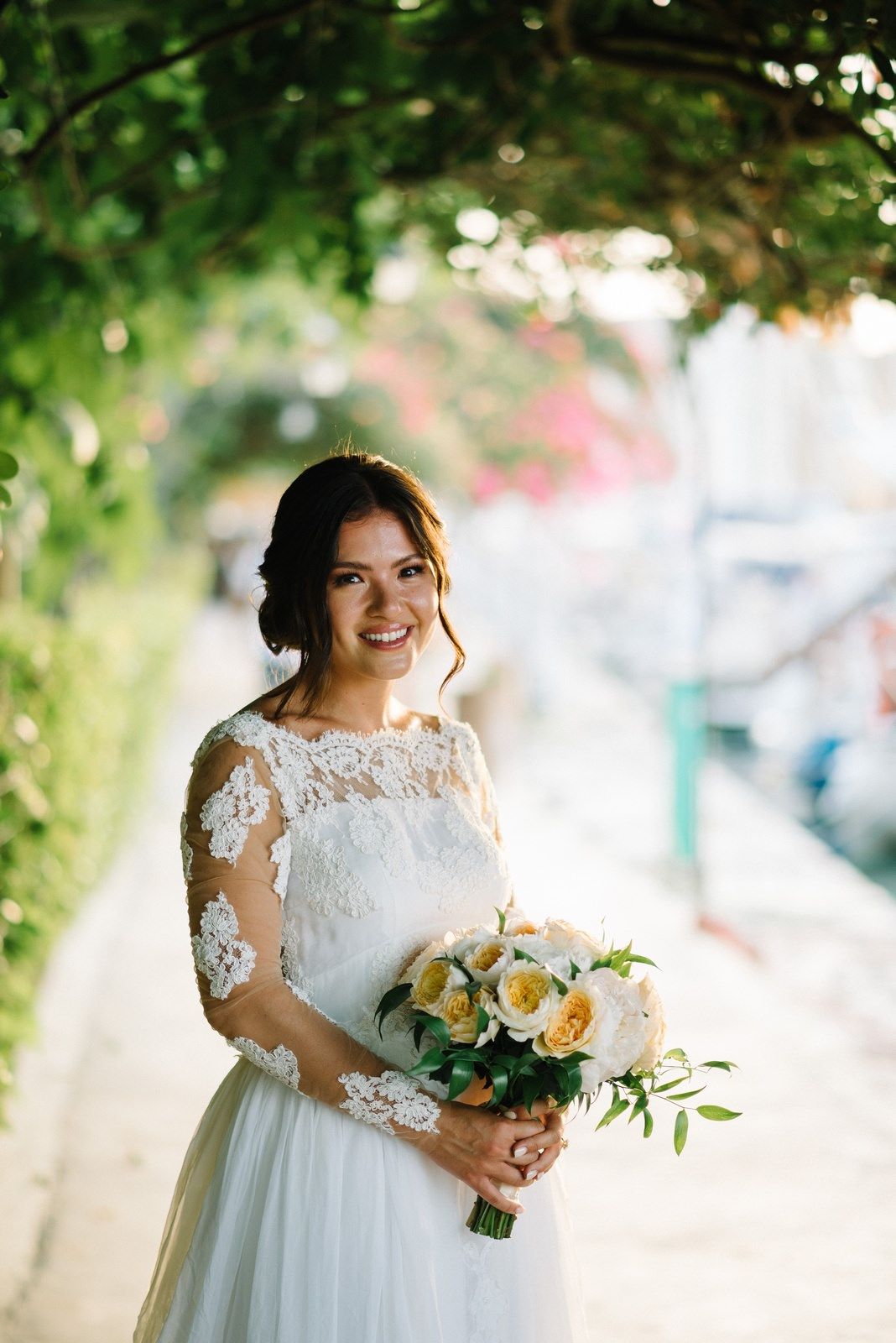 corfu wedding bride portrait at sunset