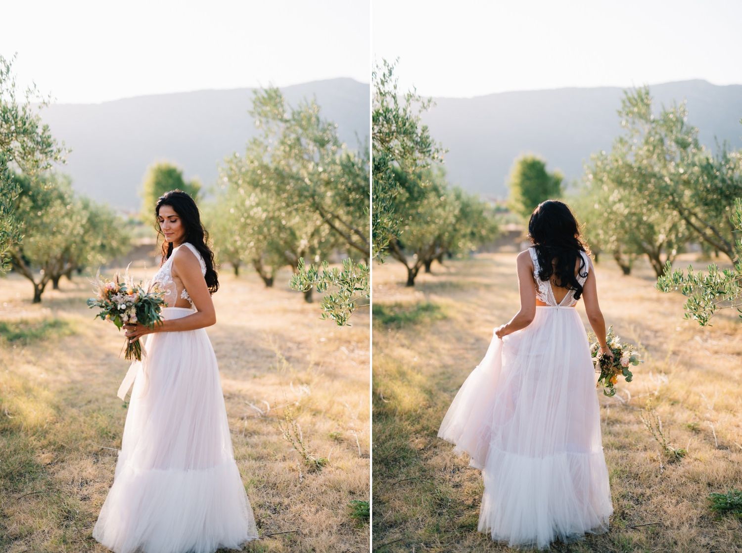 groom and bride portraits in an olive field at velventos kozani