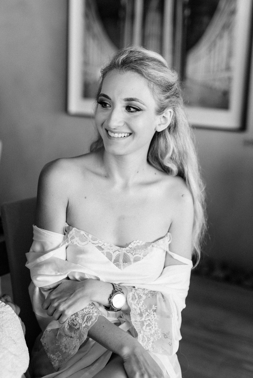 Elegant bridal portrait featuring delicate lace details and natural lighting.