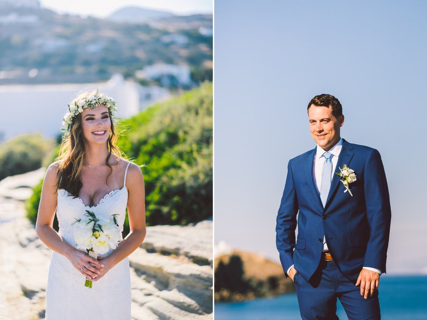 bride and groom portraits at sifnos wedding