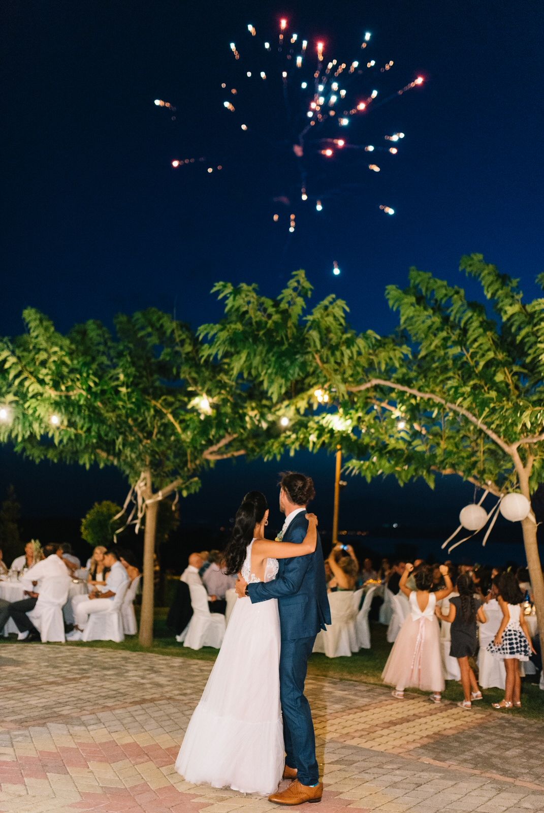couple first dance and fireworks