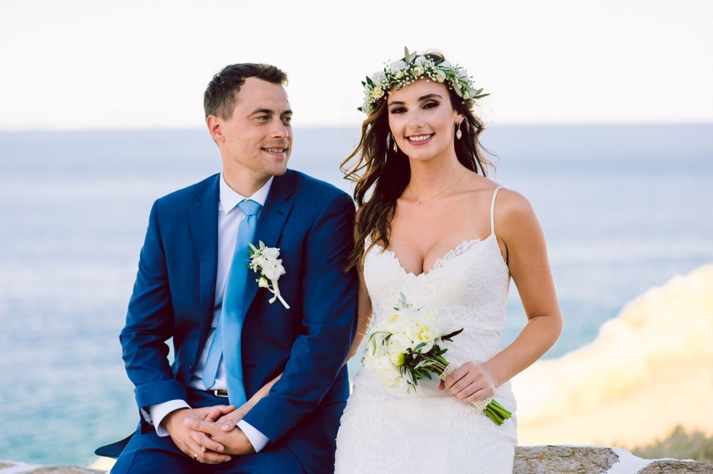 bride and groom portraits at sifnos wedding