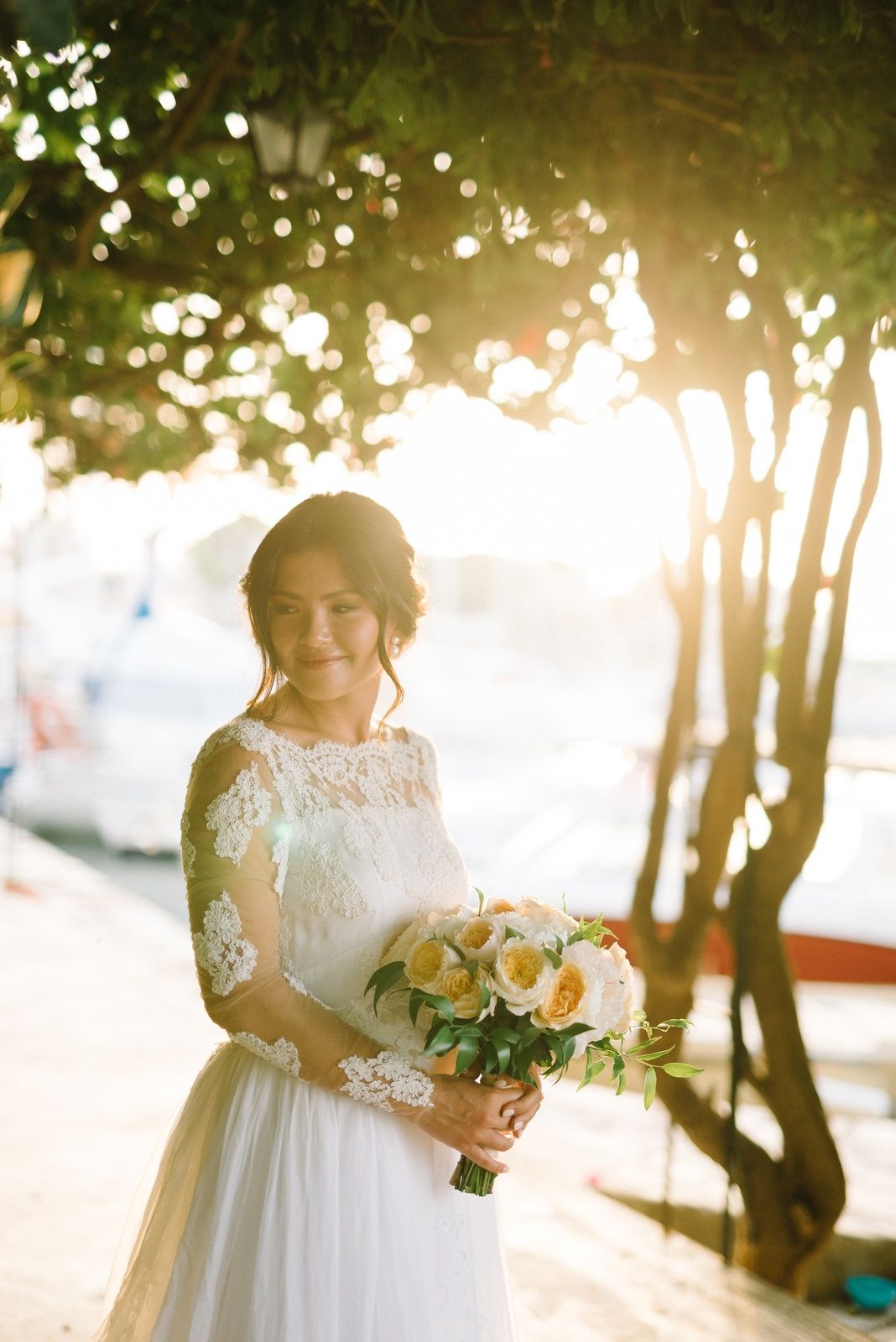 bride portrait under the sunset
