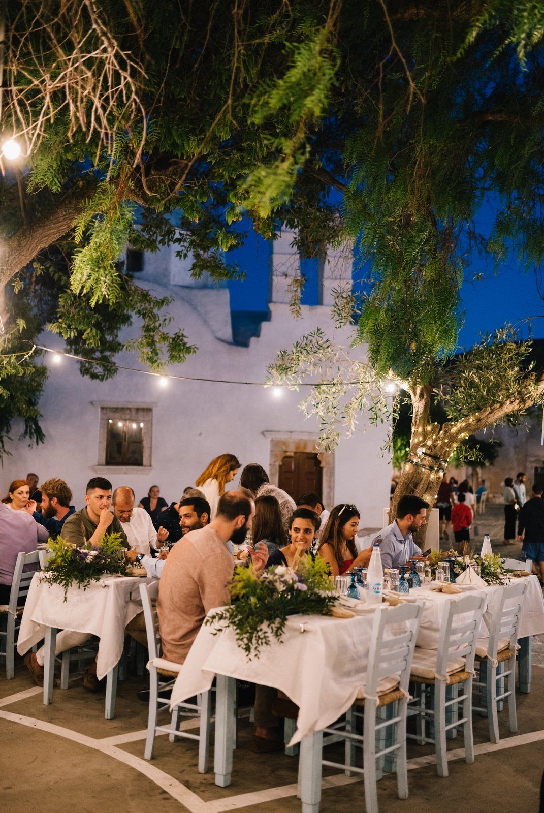 wedding reception in traditional square at sifnos