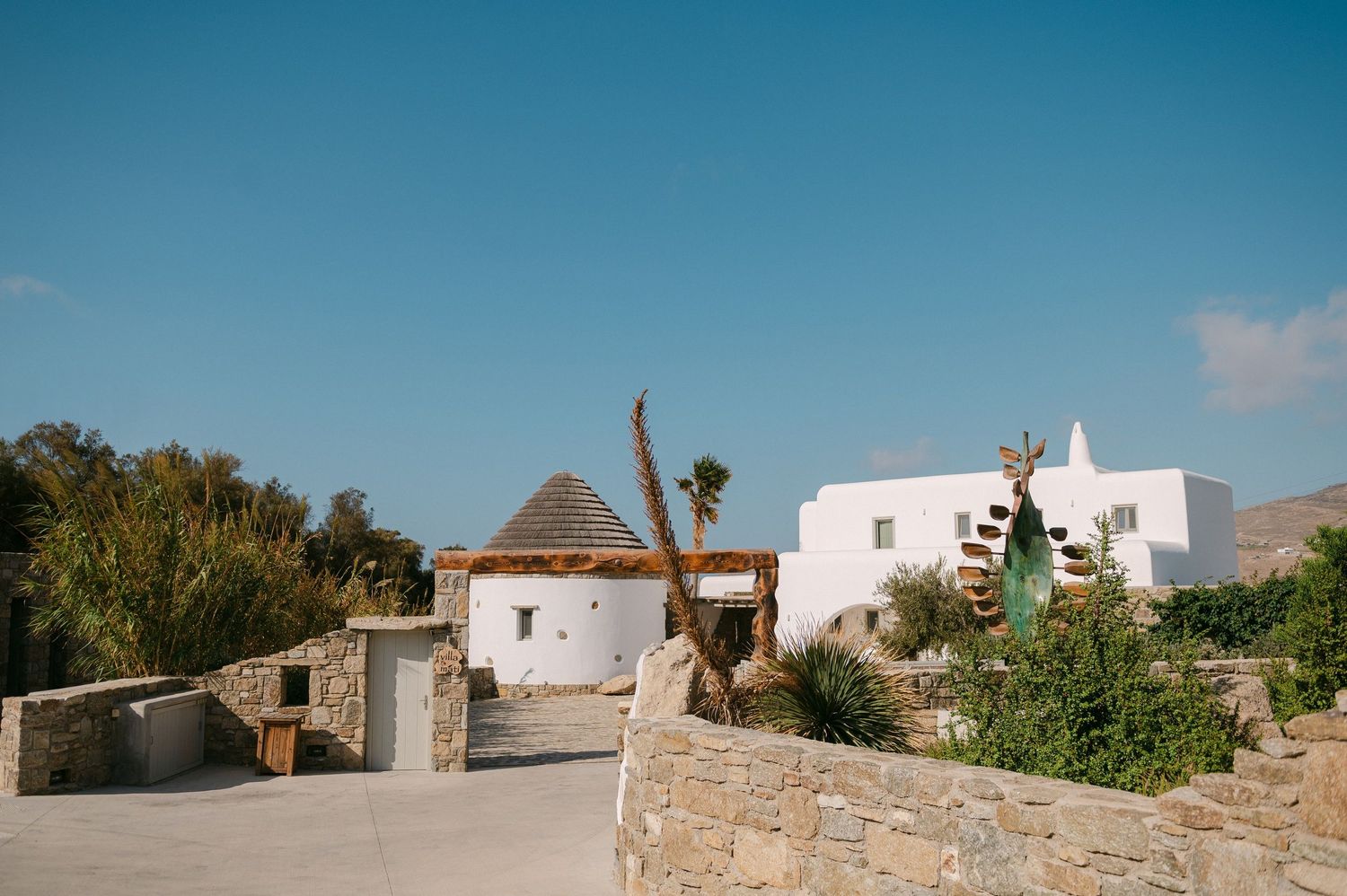A panoramic view of white Mediterranean buildings at Mykonos