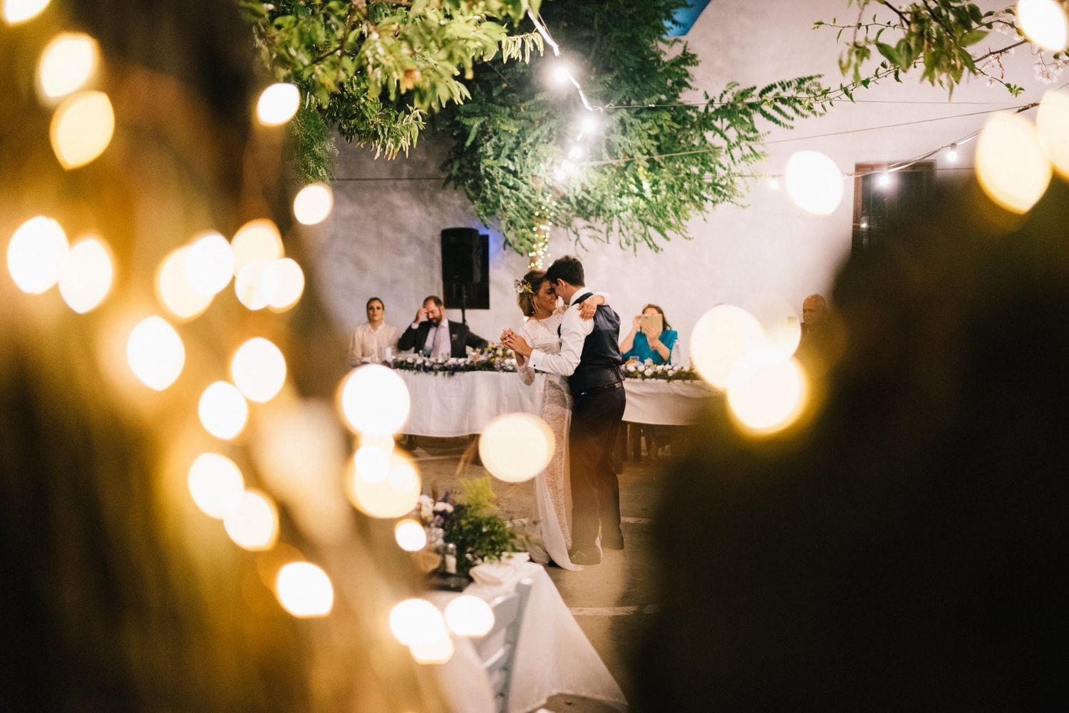 couple first dance in a traditional square at sifnos