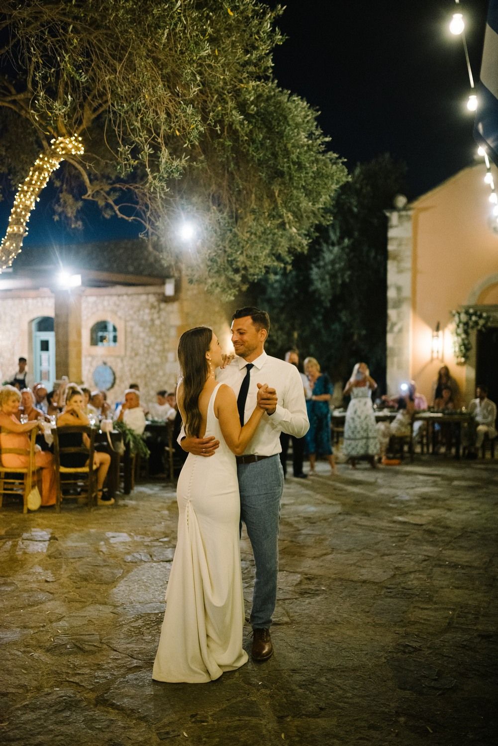 couple first dance at their wedding at agreco farms in crete