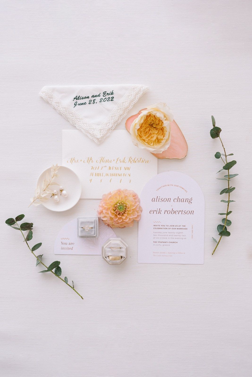 corfu wedding invitation stationery