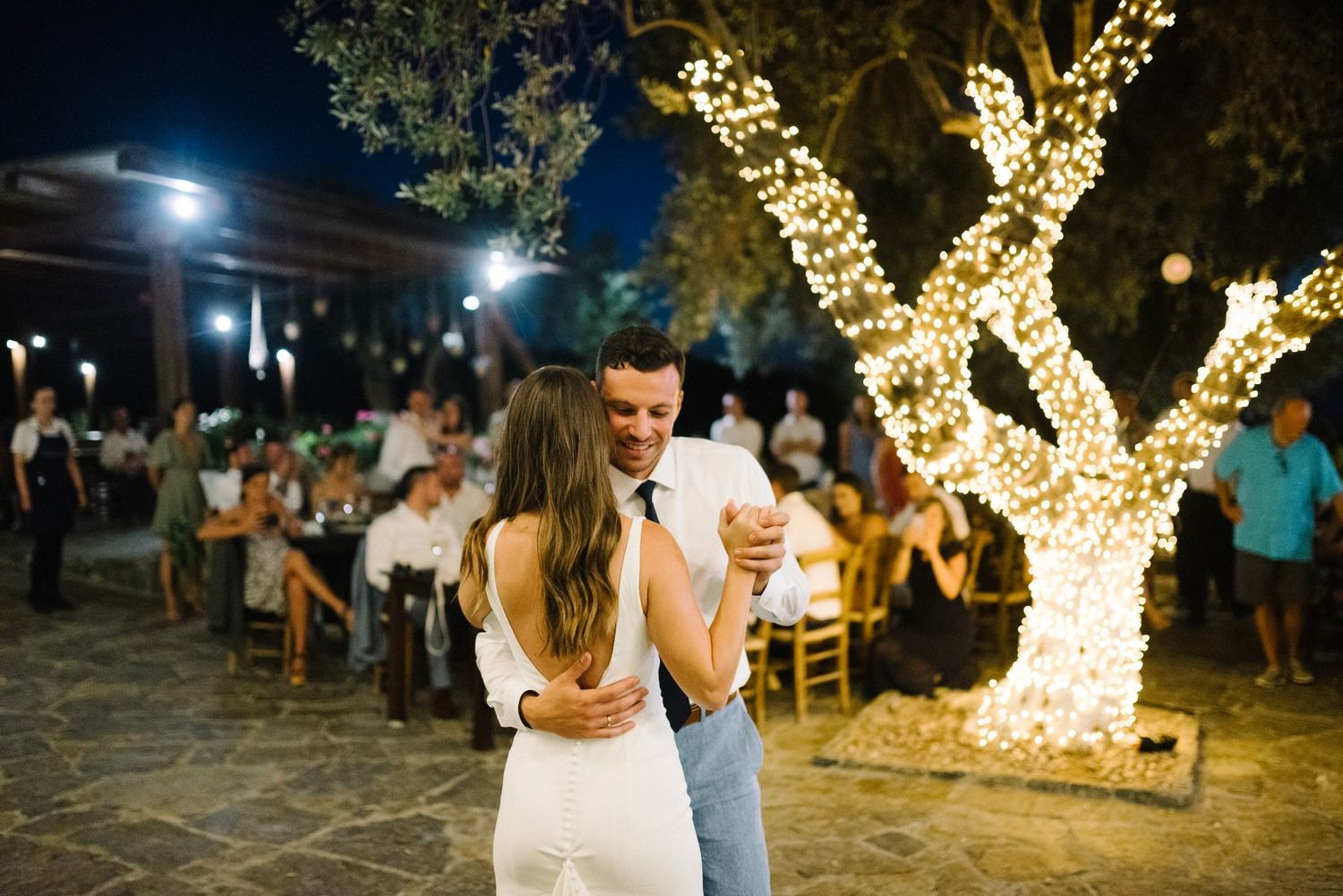 couple first dance at their wedding at agreco farms in crete