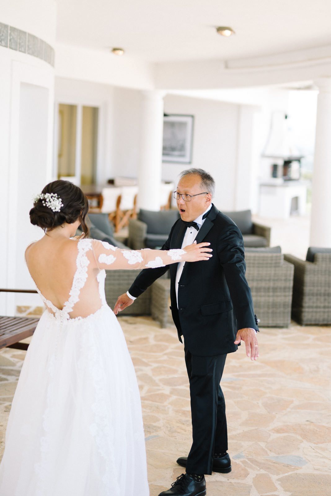 first look bride and father
