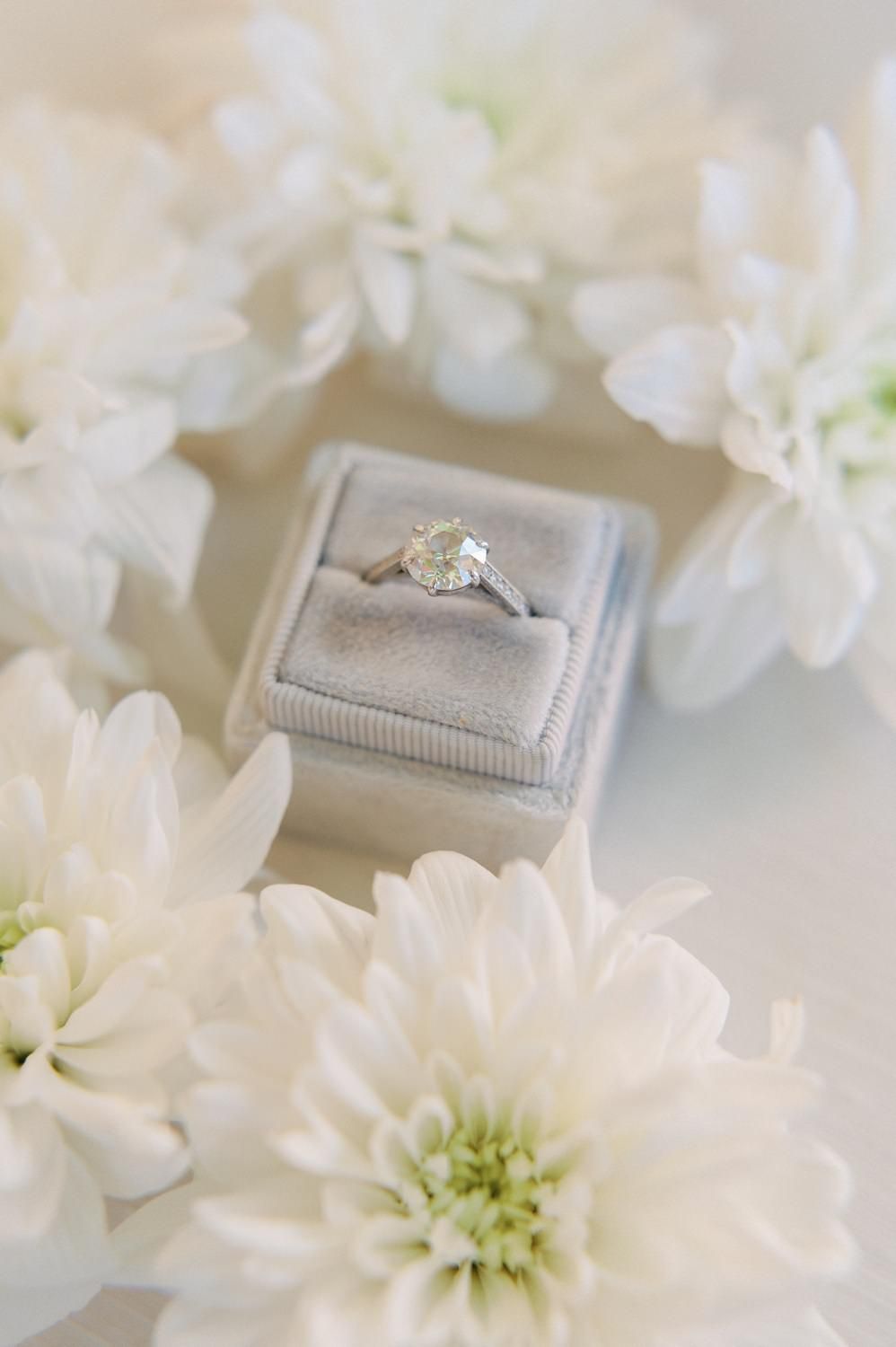 engagement ring stationery with flowers