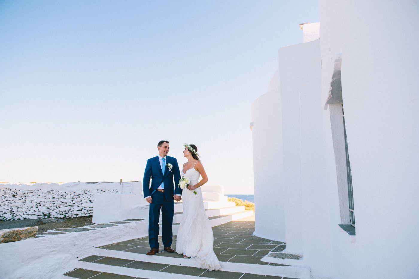 bride and groom portraits at sifnos wedding