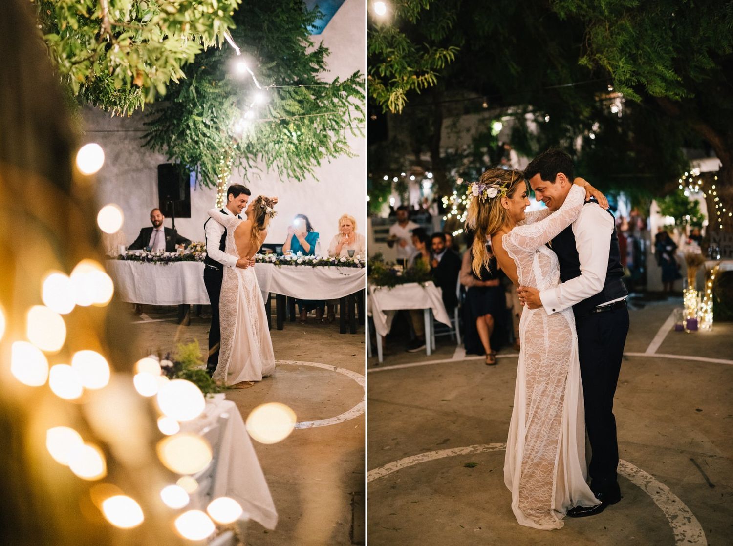 couples first dance in a traditional square at sifnos