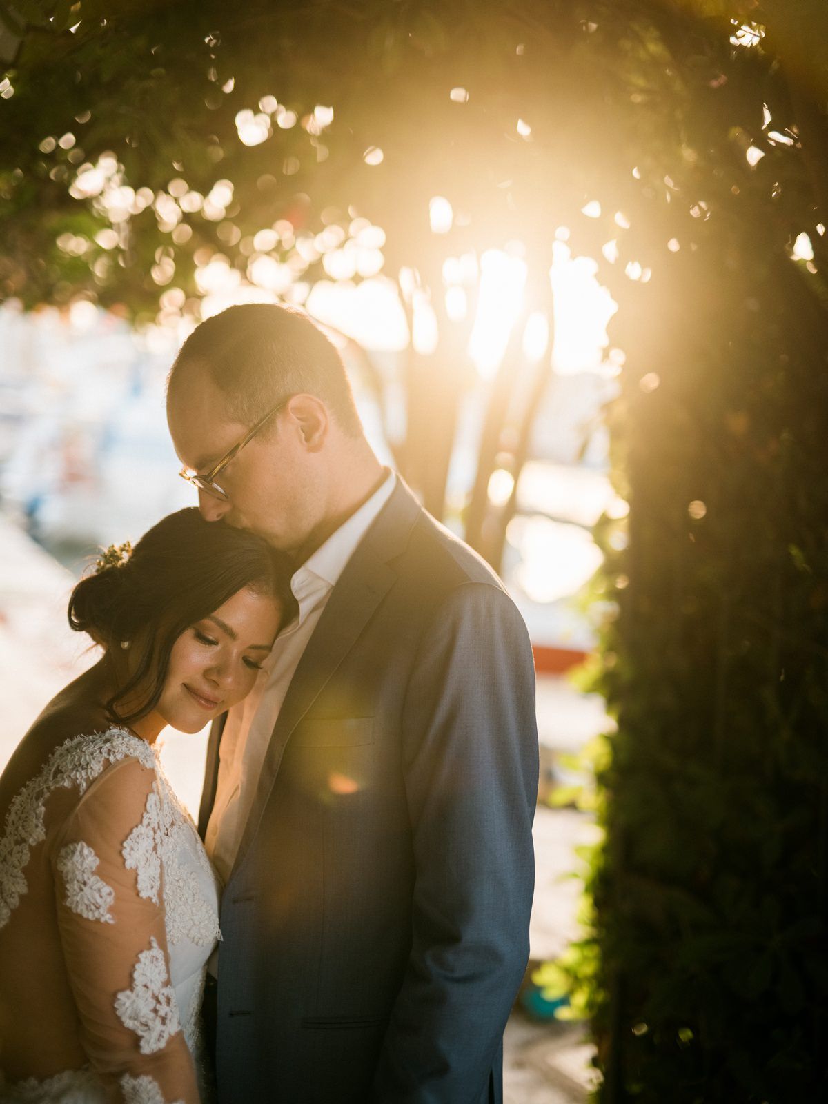 corfu wedding couples portrait at the sunset