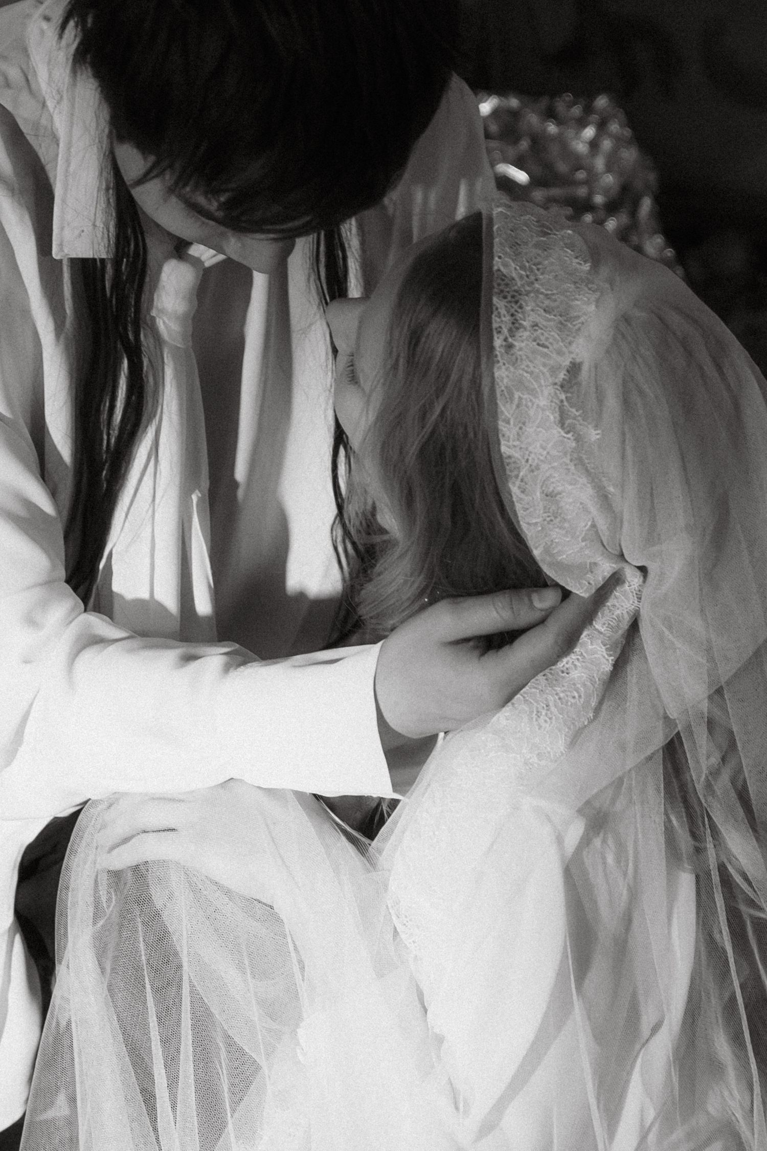 Destination wedding couple inside Paris apartment with classic French interior