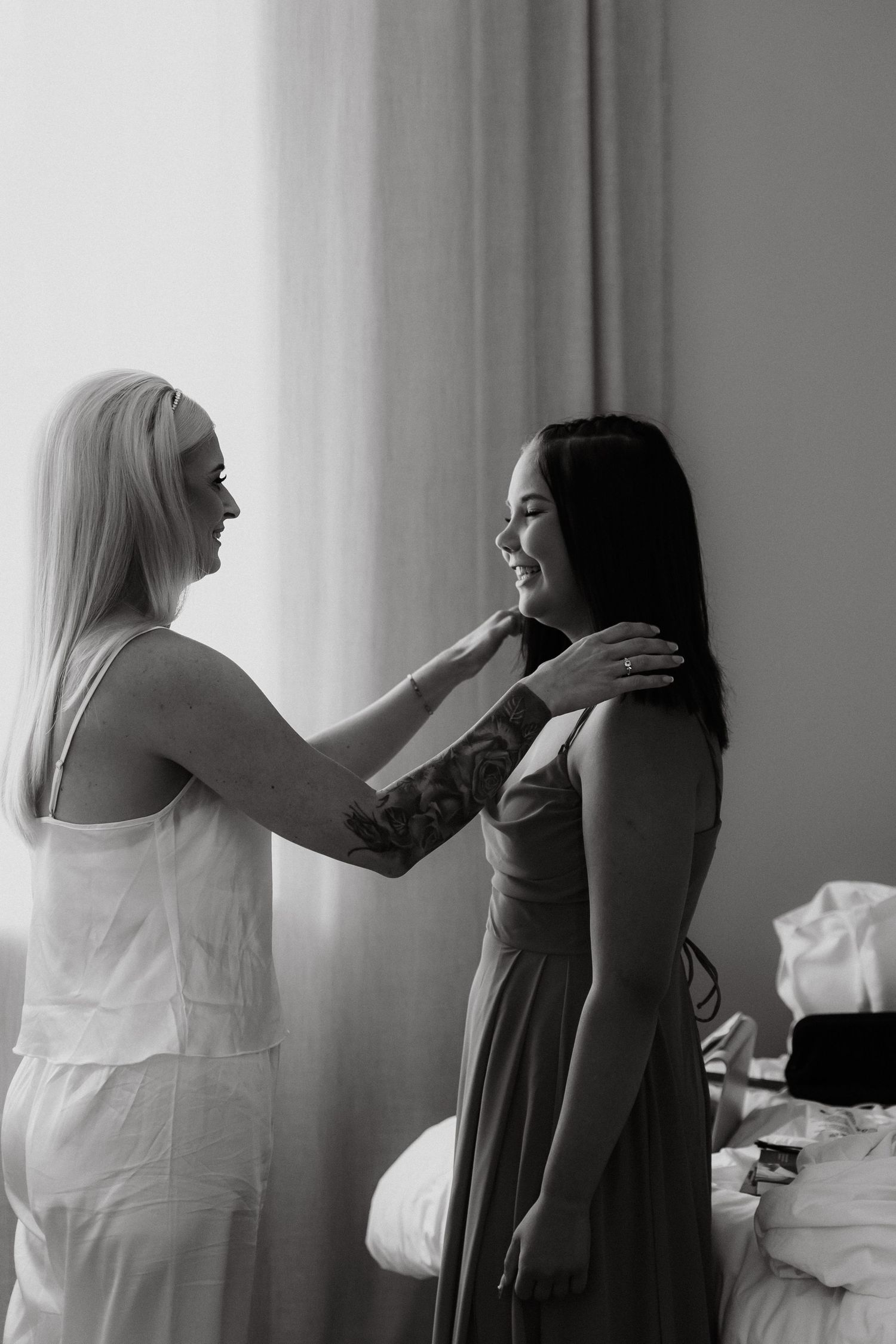 Documentary wedding photograph of bride during getting ready on her wedding morning. Wedding photographer Greete Rätsep.