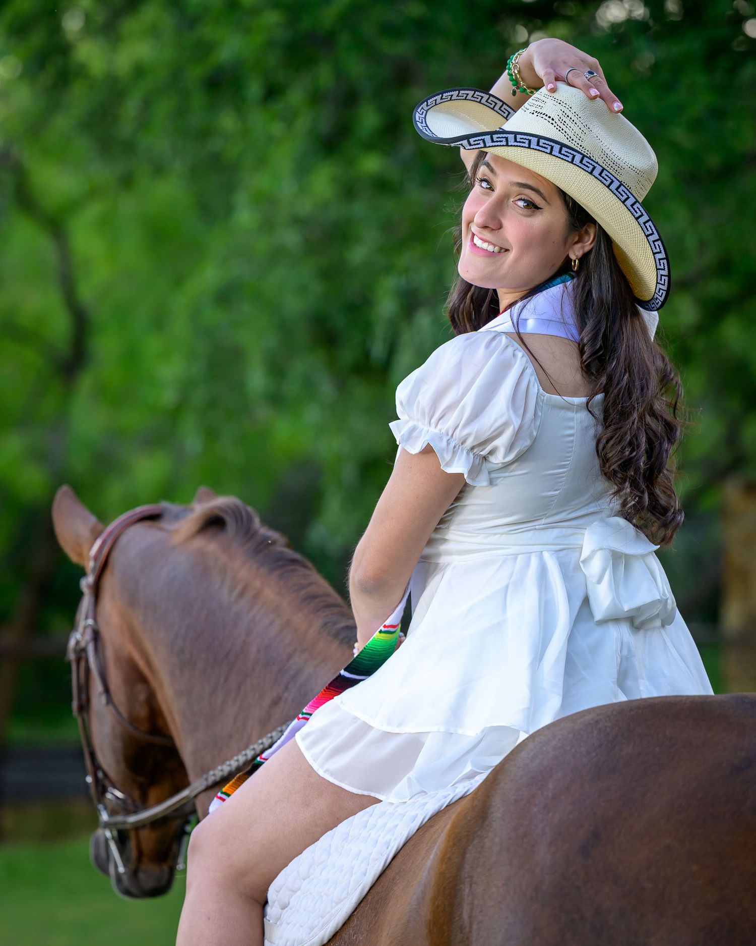 Senior portrait session with horse at Texas barn — fine-art equestrian photographer