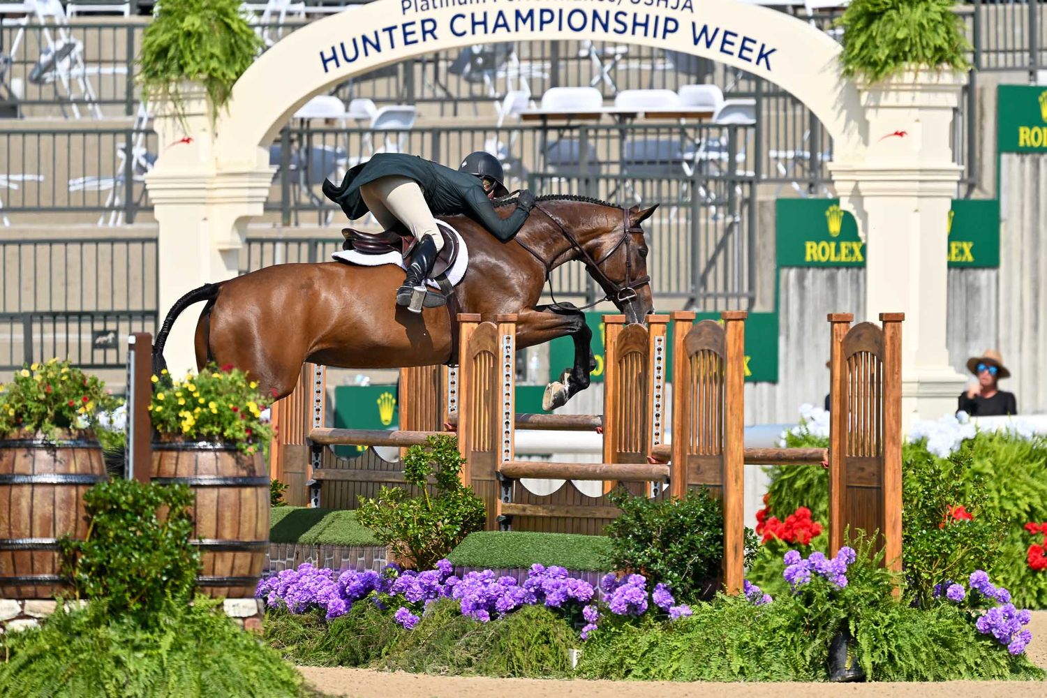 Equestrian show jumping photos of horses clearing obstacles during a hunter derby captured by professional equine photographer Sean Stacey.