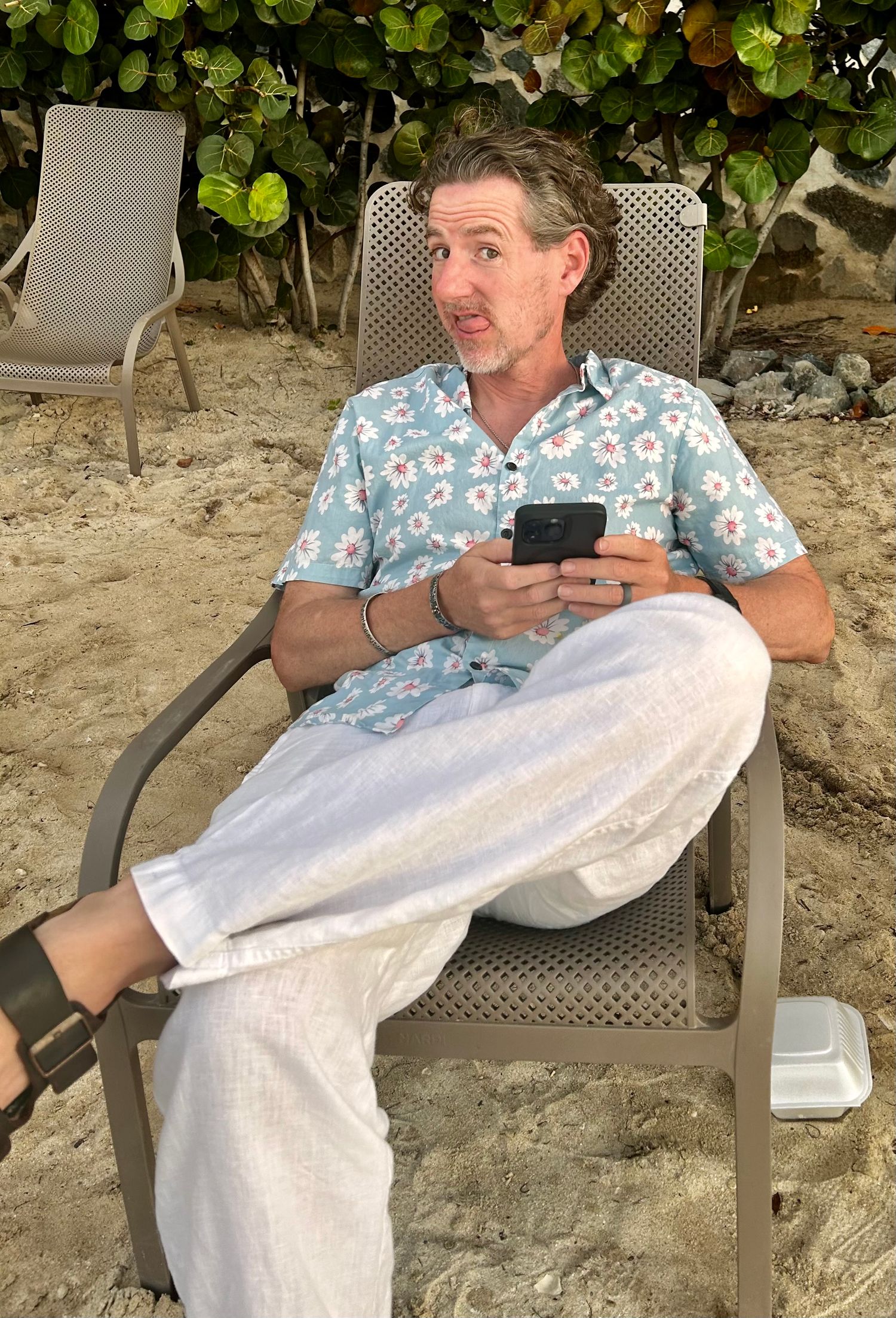 Sean Stacey and family on a beach in the Virgin Islands – the place where his creative photography path was discovered.