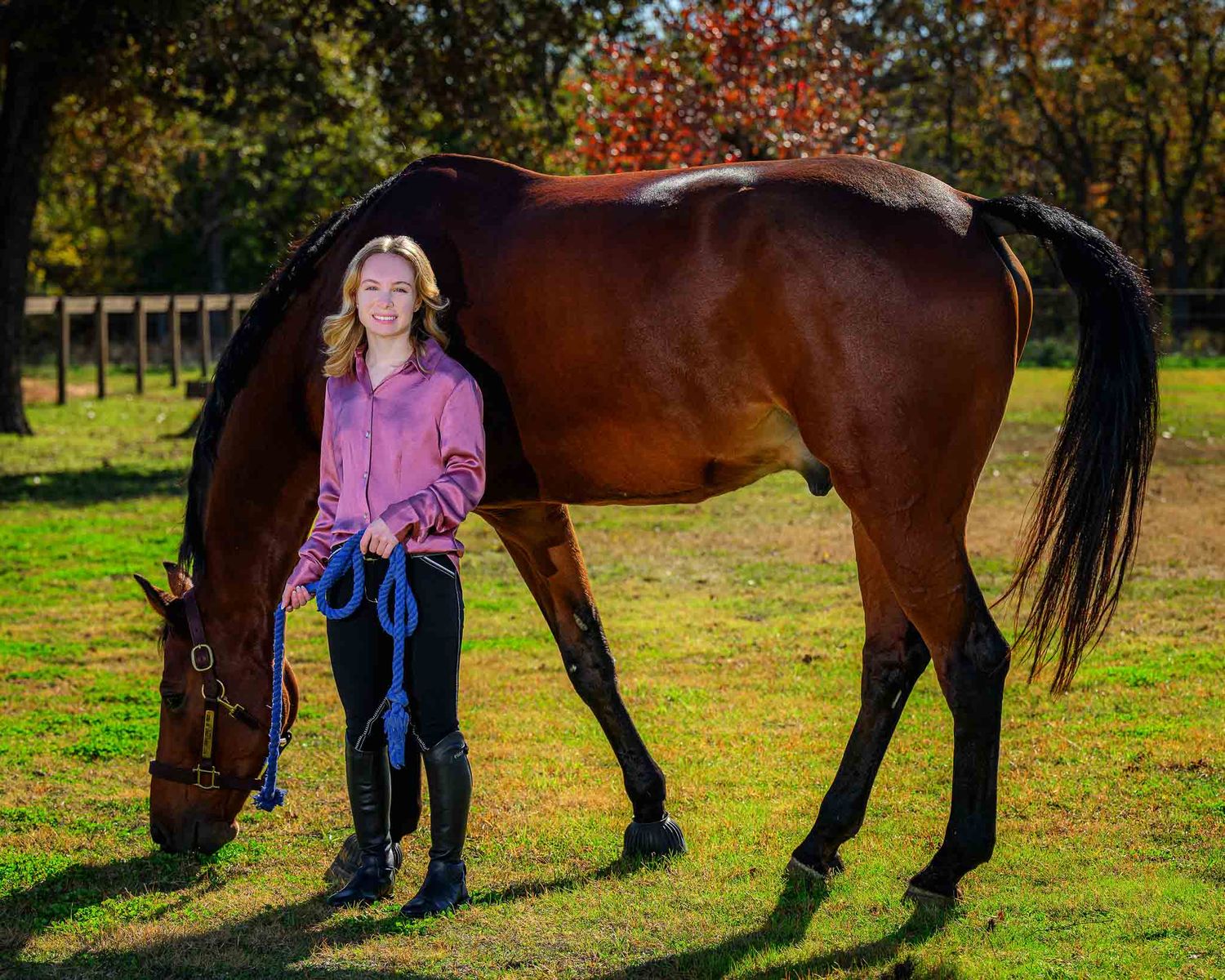 High school senior equestrian portrait in natural light — horse and rider photography