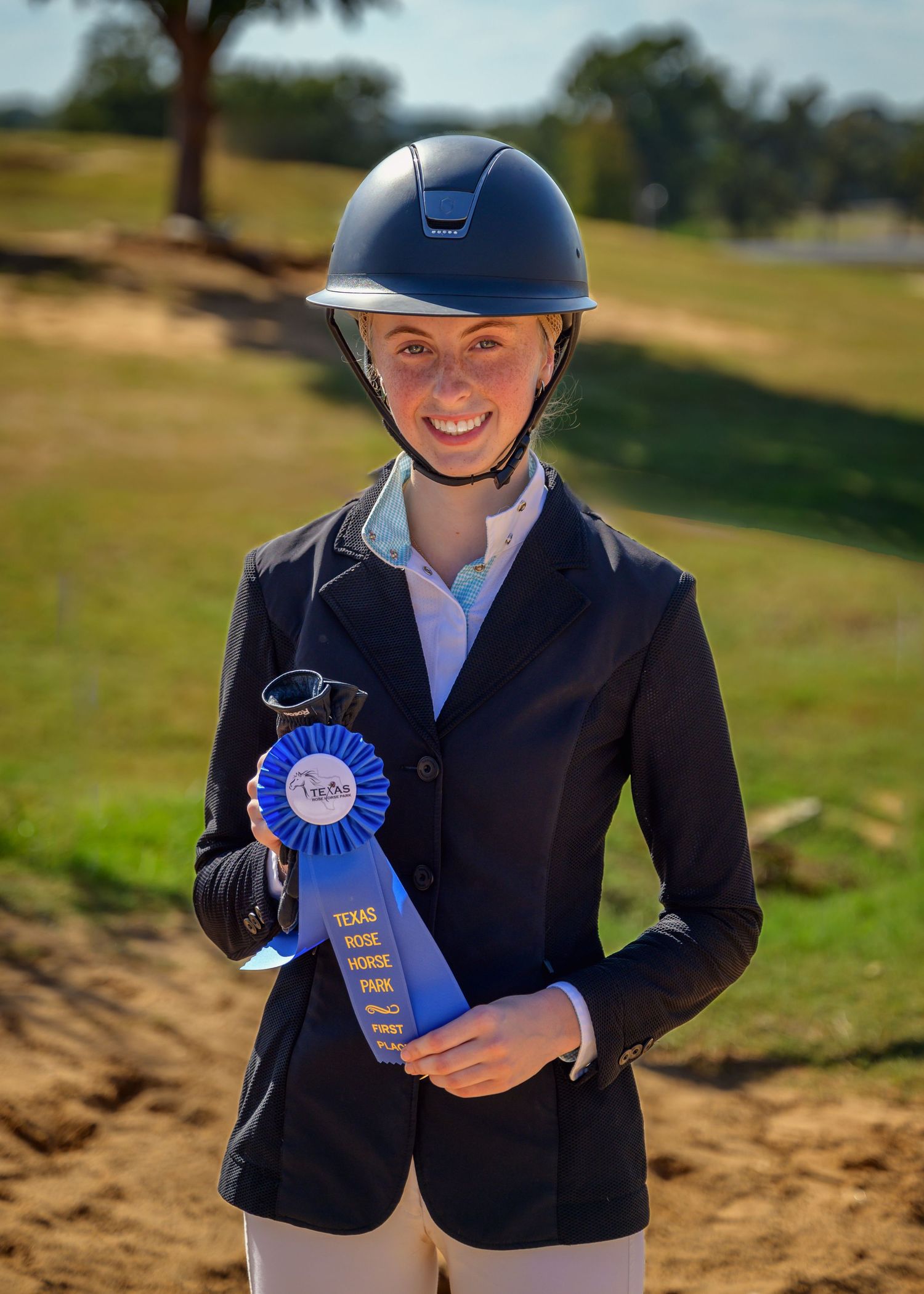Award presentation and ribbons ceremony — fine-art horse show photography of hunter / jumper equestrian in Texas.