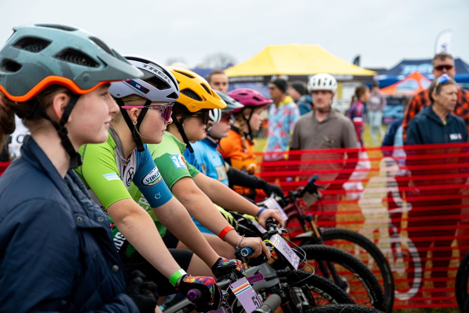 Locked in at the start of the race, mountain biking