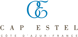 Modern blue interlocking logo design for Cap Estelle d'Azur hotel.