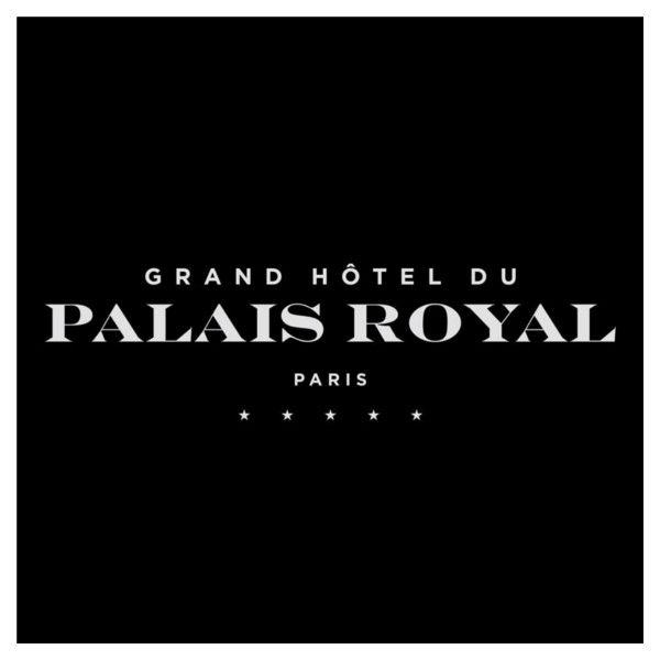 Black and white logo for Grand Hotel du Palais Royal Paris with elegant typography.