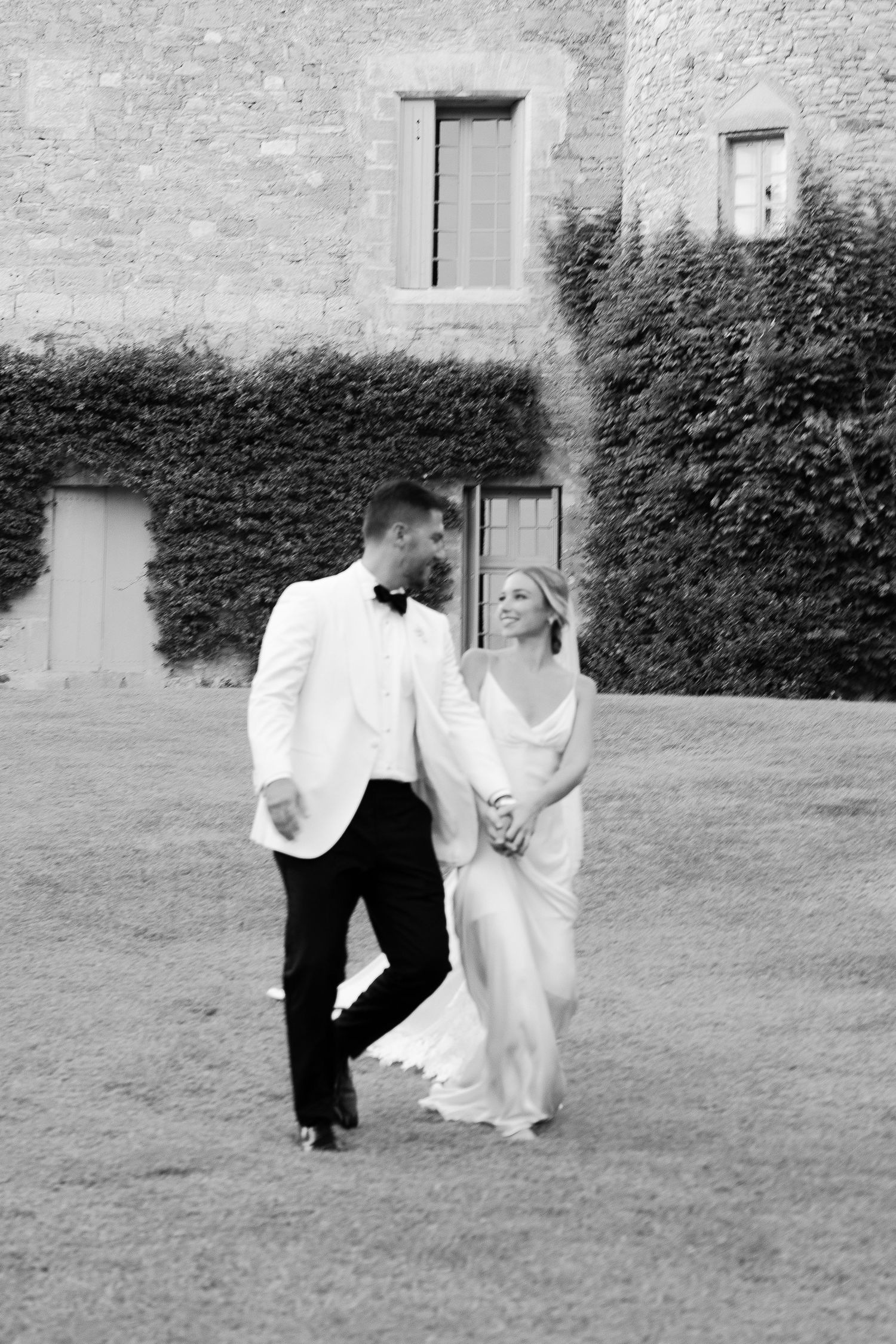 Wedding couple portrait at Château de Fontarèches in the South of France, refined destination wedding photography