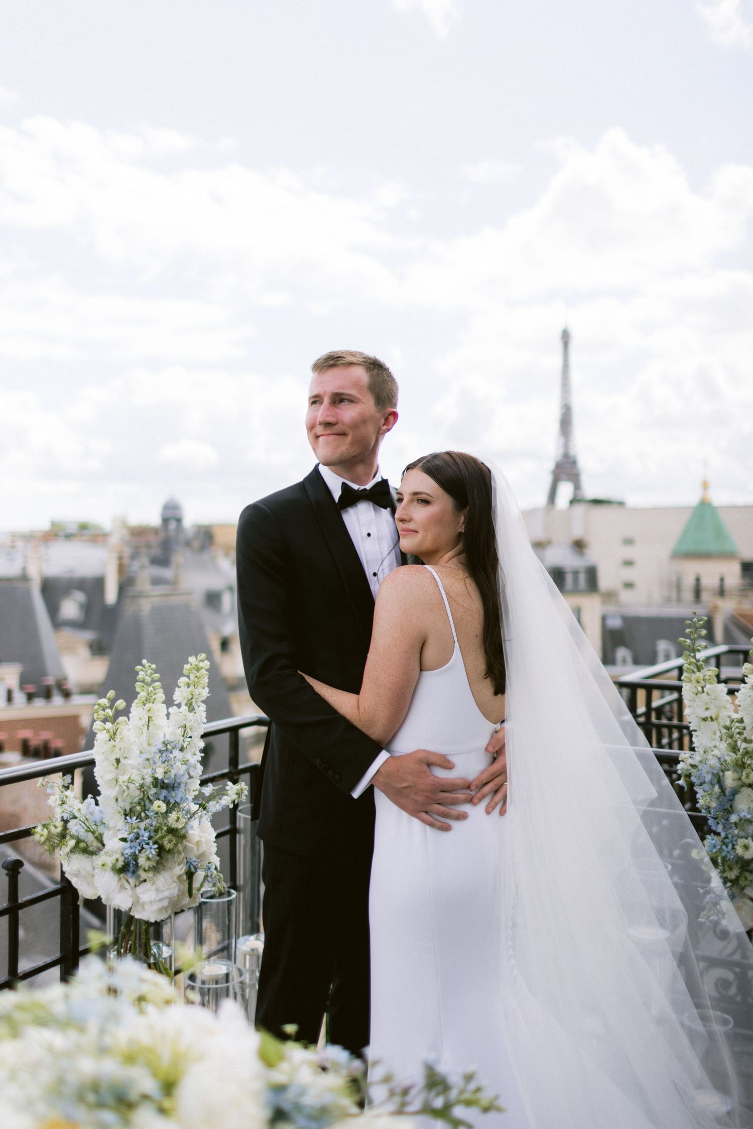 Paris elopement photographed at Hotel Saint-Régis with city views