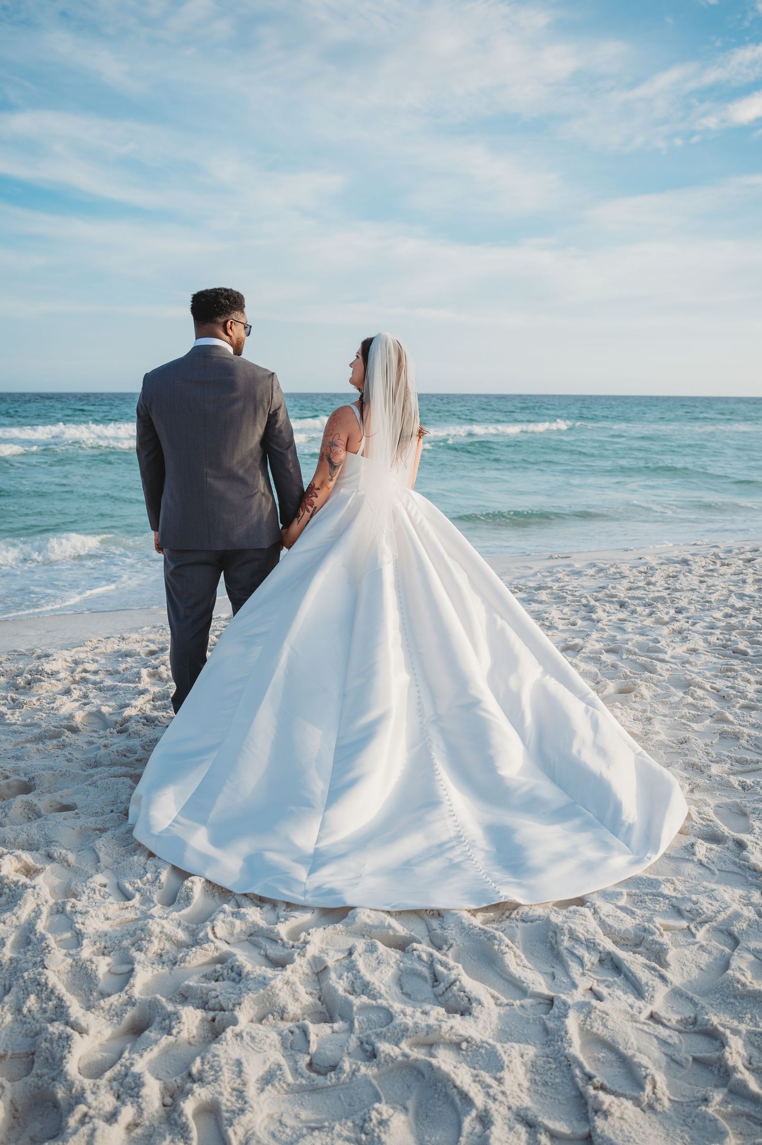 30A beach wedding bride and groom.
