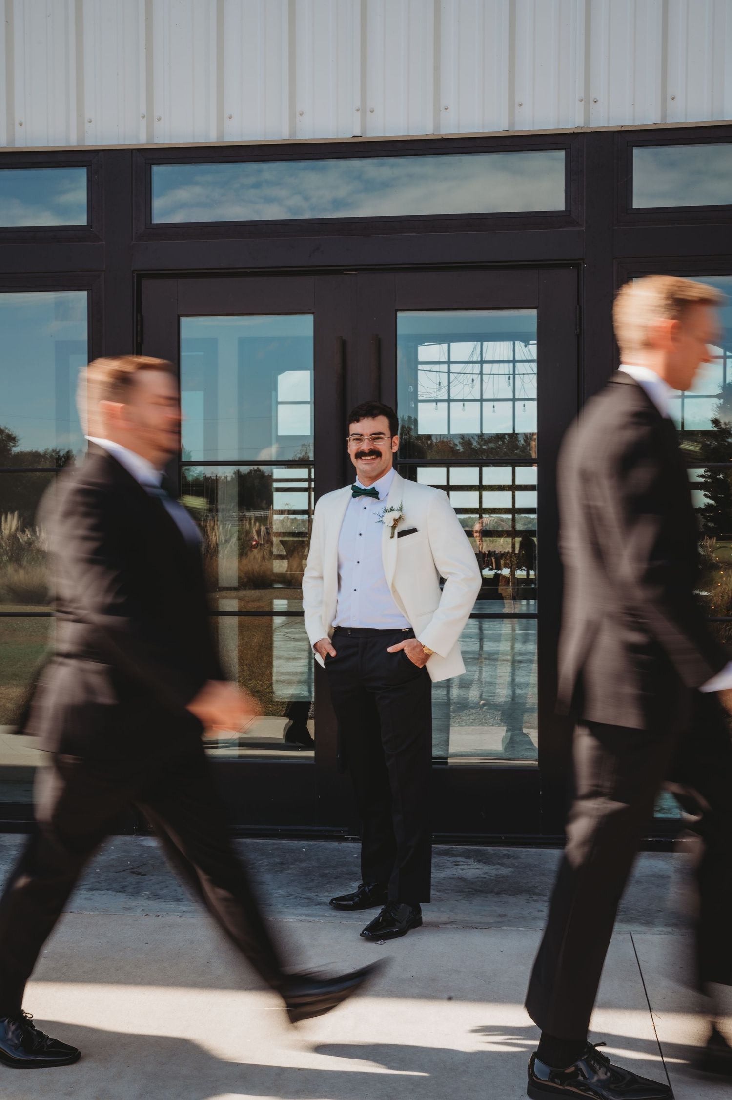 Motion blur of groomsmen during a wedding at Panama City Beach.