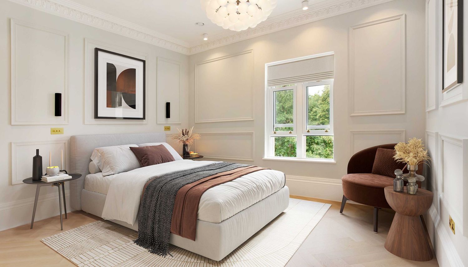 Virtually staged living room example showcasing digital furniture placement for real estate marketing.