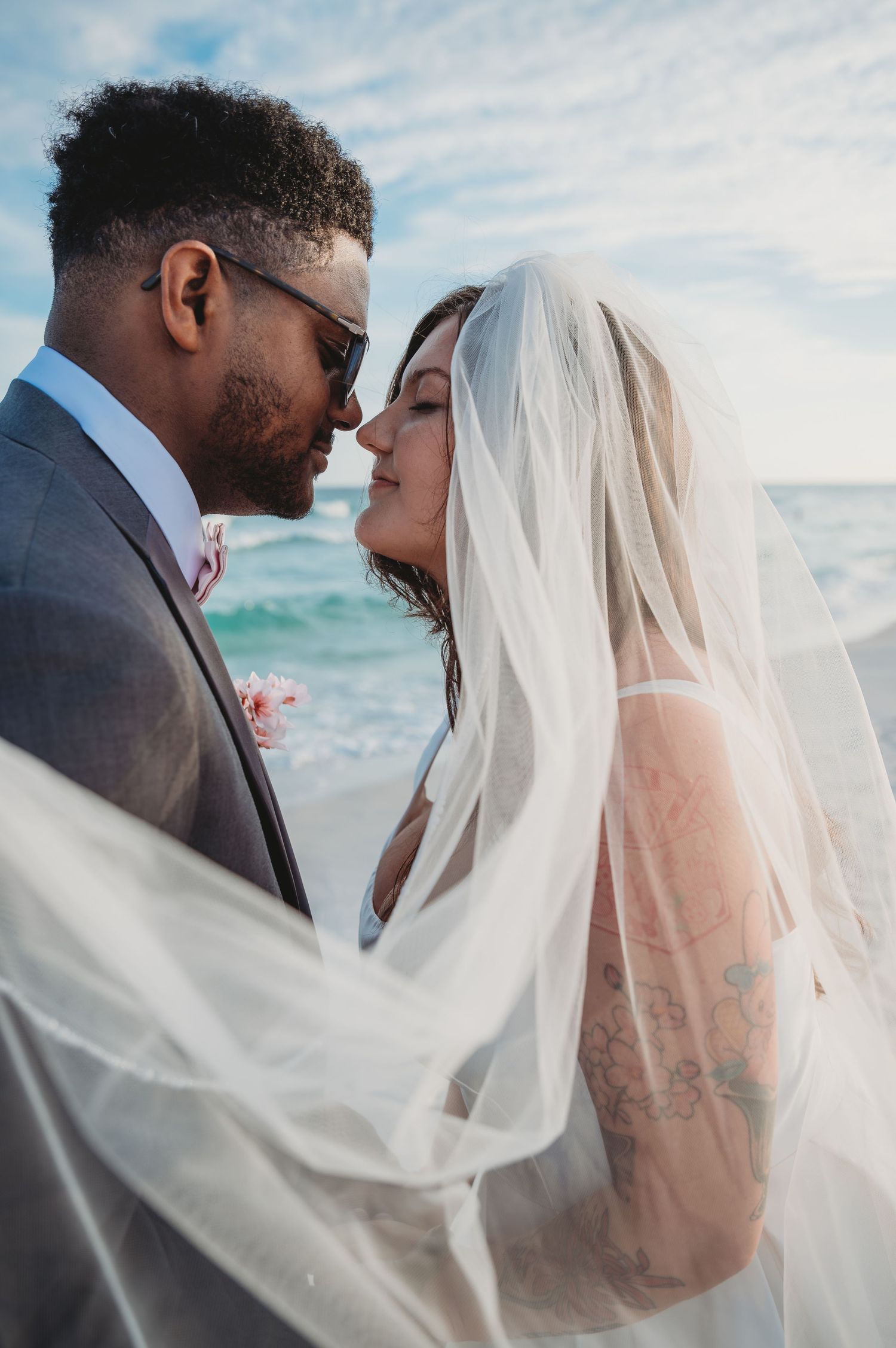 30A beach wedding bride and groom.
