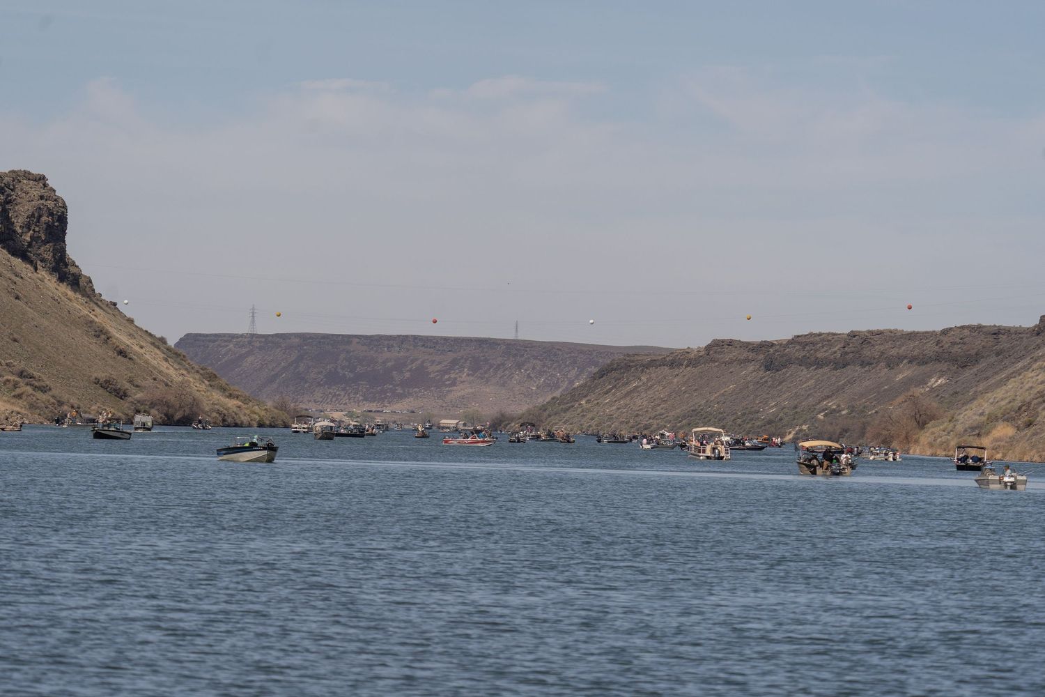 Fishing boats spread across C.J. Strike Reservoir during the Crappie Classic in Idaho