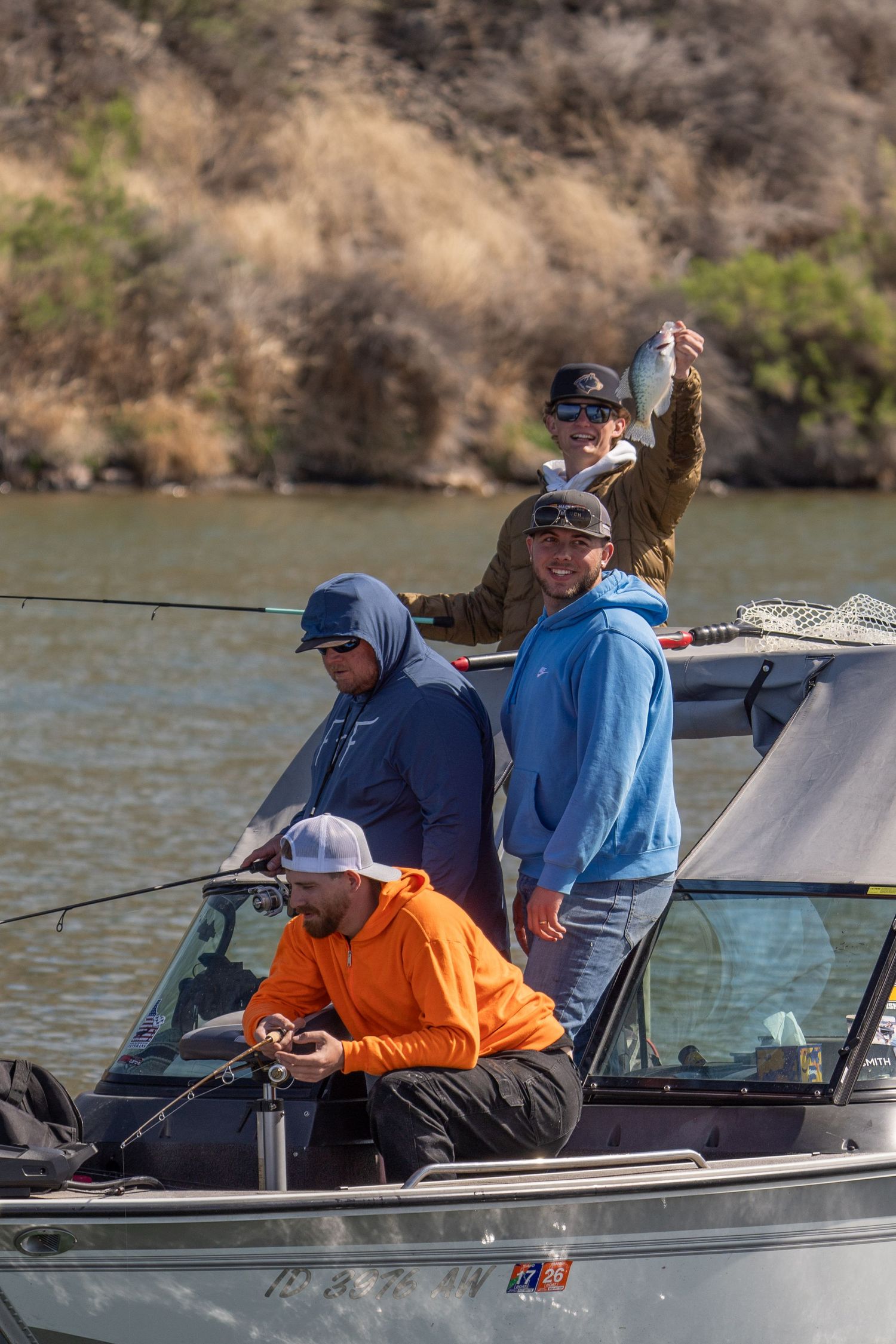 Anglers fishing from a boat during the Crappie Classic at C.J. Strike Reservoir in Idaho