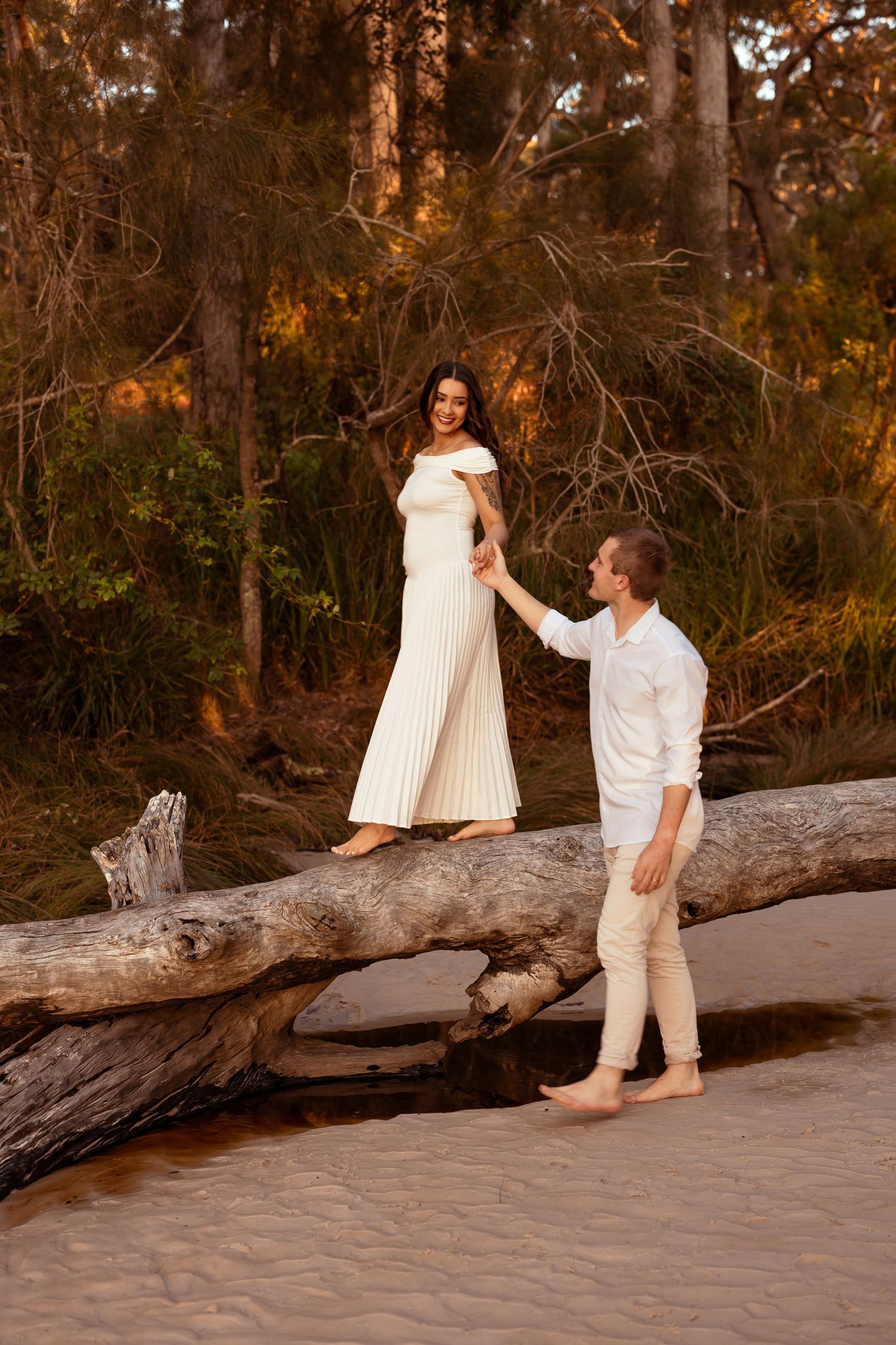 Authentic & Creative Photography in Jervis Bay capturing genuine connection against beautiful beach, bush and rainforest backdrops.