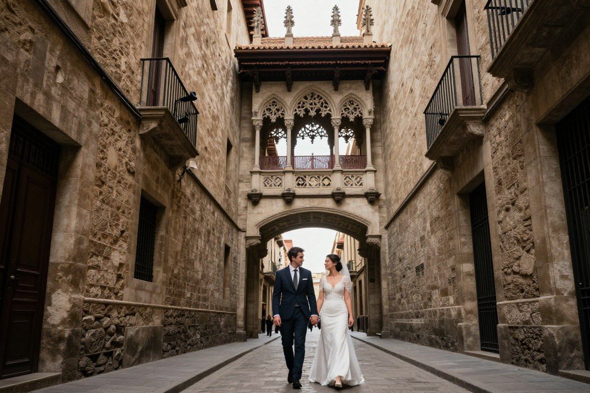 Barcelona Gothic Quarter wedding photography location by Wedding Photographer Videographer Barcelona Olga Sam