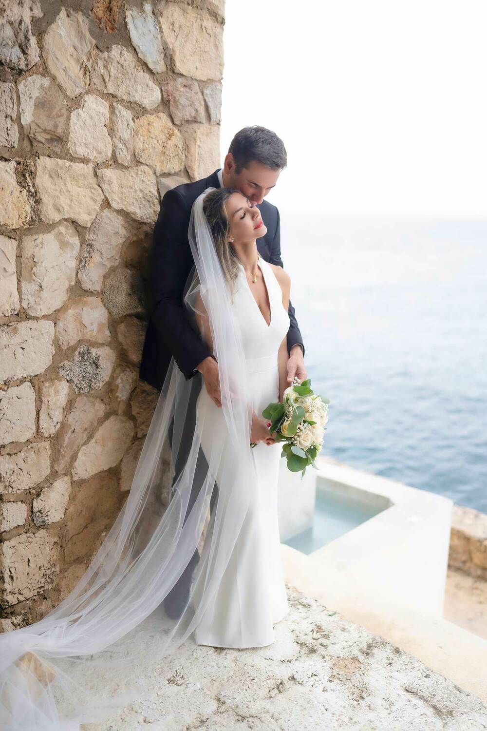 Luxury Jamaica villa wedding photography bride and groom Negril