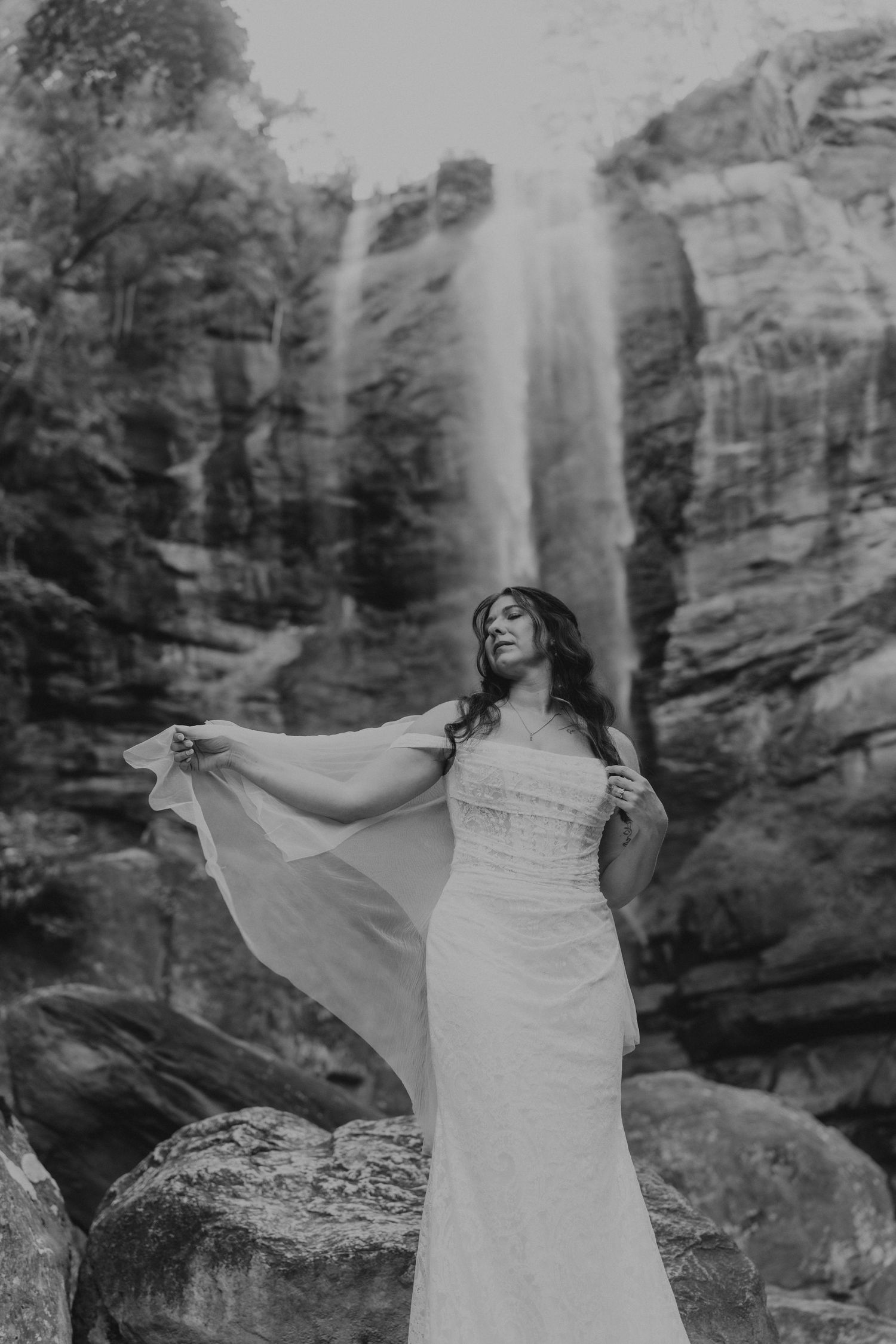 Fine art elopement photography at Toccoa Falls, Georgia by Haley Madison Photography.