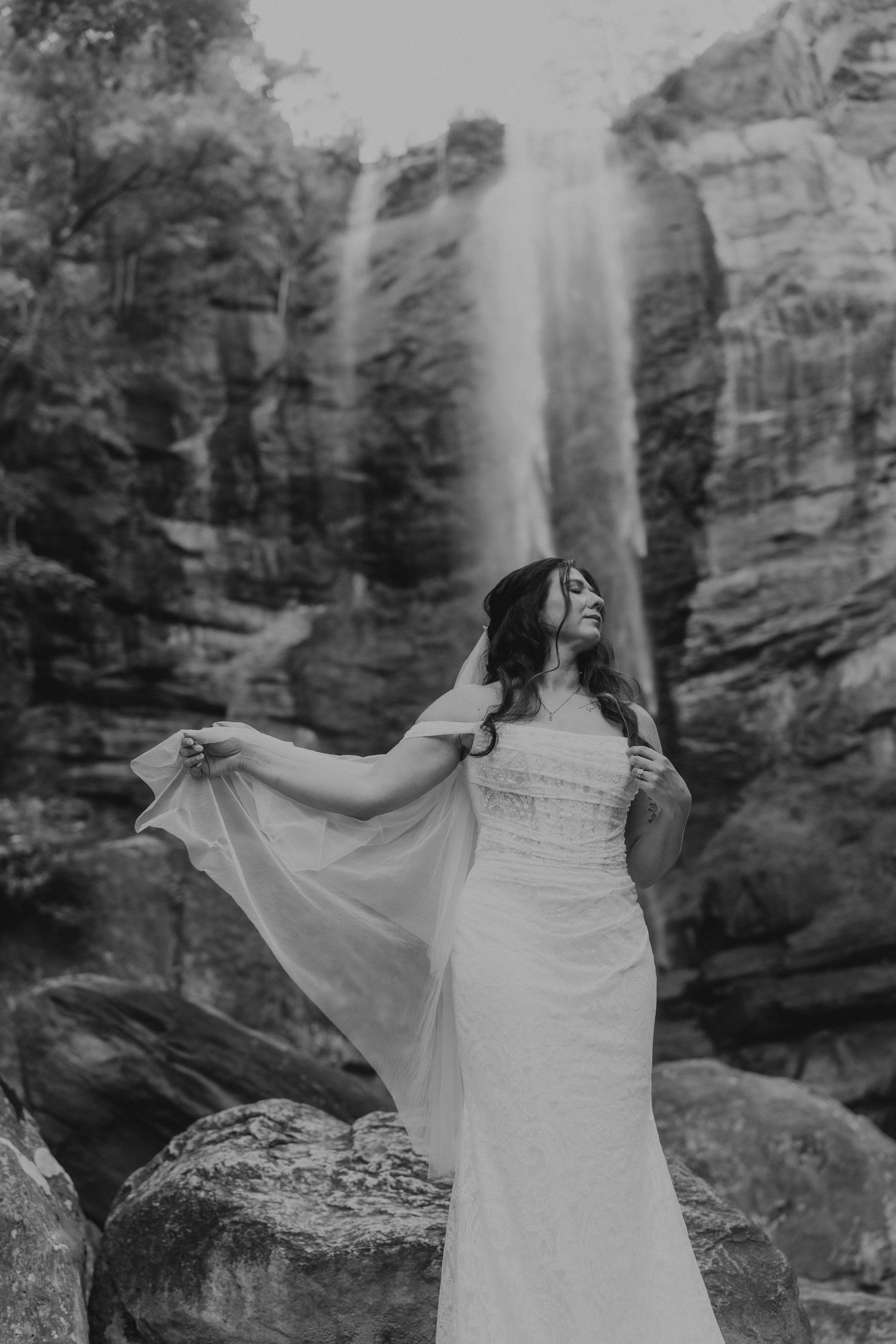 Fine art elopement photography at Toccoa Falls, Georgia by Haley Madison Photography.