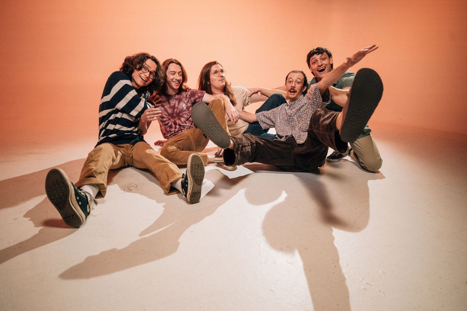 A band having fun ion the studio