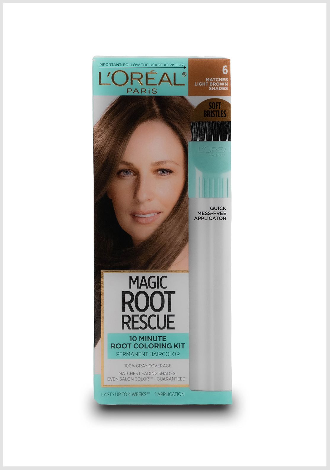 Professional studio photo of a women’s hair dye box for retail use.