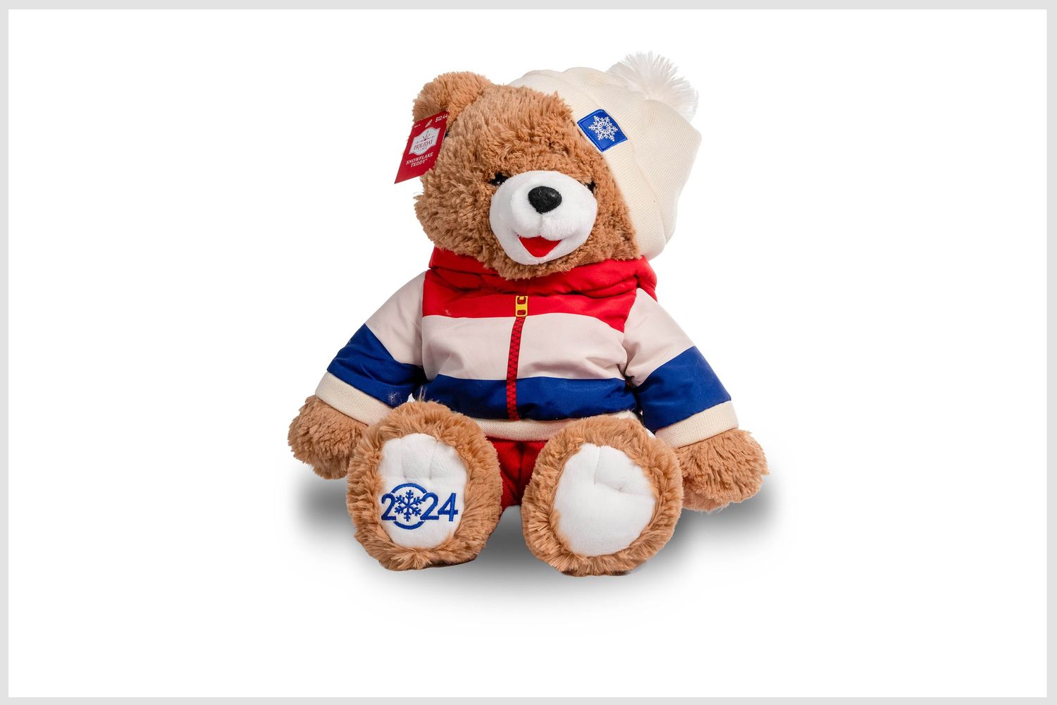 Soft plush teddy bear photographed in a professional studio setup.