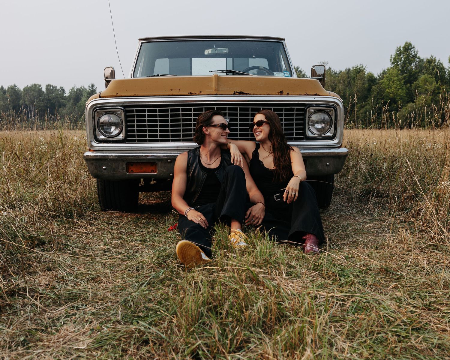 Couple with old truck
