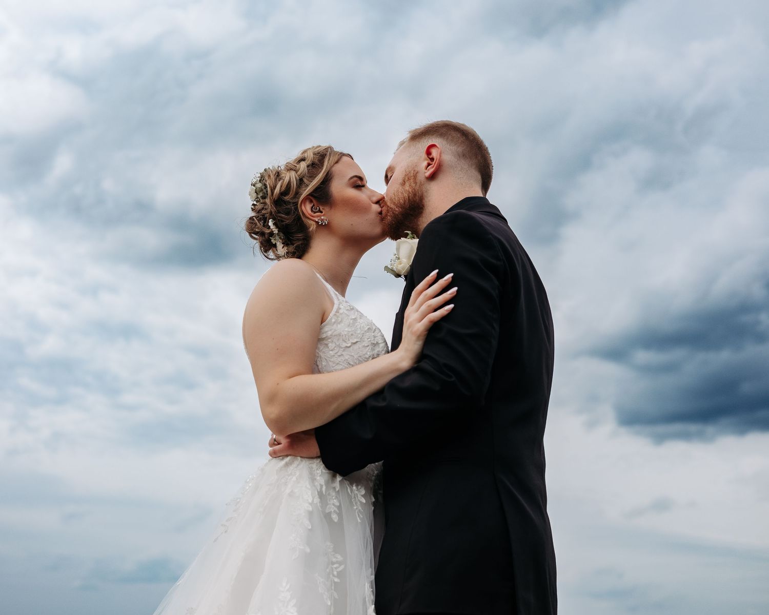 Bride and Groom portraits with sky